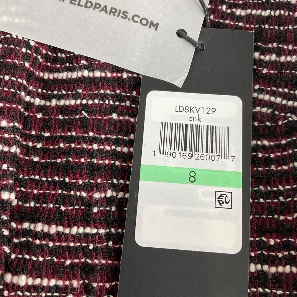 Karl Lagerfeld Paris Dress Womens Size 8 Maroon Black Tweed Sleeveless Zip Nwt - Picture 6 of 9